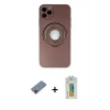 MARSİLYAN™- iPhone 12 Pro Kılıf Eksen Klasik Prime - Siyah Polymer Nano Ekran Koruyucu + Kırmızı Metal Kamera Lens Koruma Cam