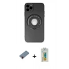 MARSİLYAN™- iPhone 12 Pro Kılıf Eksen Klasik Prime - Siyah Polymer Nano Ekran Koruyucu + Kırmızı Metal Kamera Lens Koruma Cam