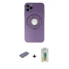 MARSİLYAN™- iPhone 12 Pro Kılıf Eksen Klasik Prime - Siyah Polymer Nano Ekran Koruyucu + Mavi Renkli Kamera Lens Koruma Cam