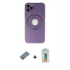 MARSİLYAN™- iPhone 12 Pro Kılıf Eksen Klasik Prime - Siyah Polymer Nano Ekran Koruyucu + Metal Kamera Lens Koruma Cam - MR