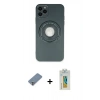 MARSİLYAN™- iPhone 12 Pro Kılıf Eksen Klasik Prime - Siyah Polymer Nano Ekran Koruyucu + Metal Kamera Lens Koruma Cam - GS