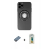 MARSİLYAN™- iPhone 12 Pro Kılıf Eksen Klasik Prime - Siyah Polymer Nano Ekran Koruyucu + Metal Kamera Lens Koruma Cam - MR