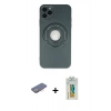 MARSİLYAN™- iPhone 12 Pro Kılıf Eksen Klasik Prime - Siyah Polymer Nano Ekran Koruyucu + Renkli Kamera Lens Koruma Cam - PE