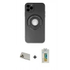 MARSİLYAN™- iPhone 12 Pro Kılıf Eksen Klasik Prime - Siyah Polymer Nano Ekran Koruyucu + Rainbow Kamera Lens Koruma Cam - GD
