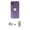 MARSİLYAN™- iPhone 12 Pro Kılıf Eksen Klasik Prime - Siyah Polymer Nano Ekran Koruyucu + Rainbow Kamera Lens Koruma Cam - GD