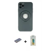 MARSİLYAN™- iPhone 12 Pro Kılıf Eksen Klasik Prime - Siyah Polymer Nano Ekran Koruyucu + Renkli Kamera Lens Koruma Cam - SI