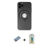 MARSİLYAN™- iPhone 12 Pro Kılıf Eksen Klasik Prime - Siyah Polymer Nano Ekran Koruyucu + Shine Kamera Lens Koruma Cam - PE