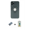 MARSİLYAN™- iPhone 12 Pro Kılıf Eksen Klasik Prime - Siyah Polymer Nano Ekran Koruyucu + Shine Kamera Lens Koruma Cam - SH
