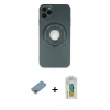 MARSİLYAN™- iPhone 12 Pro Kılıf Eksen Klasik Prime - Siyah Polymer Nano Ekran Koruyucu + Shine Kamera Lens Koruma Cam - GI