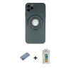 MARSİLYAN™- iPhone 12 Pro Kılıf Eksen Klasik Prime - Siyah Polymer Nano Ekran Koruyucu + Shine Kamera Lens Koruma Cam - PE
