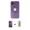MARSİLYAN™- iPhone 12 Pro Kılıf Eksen Klasik Prime - Siyah Polymer Nano Ekran Koruyucu + Neon Fosforlu Kamera Lens - TU
