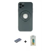 MARSİLYAN™- iPhone 12 Pro Kılıf Eksen Klasik Prime - Siyah Polymer Nano Ekran Koruyucu + Renkli Kamera Lens Koruma Cam - YL