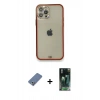MARSİLYAN™- iPhone 12 Pro Kılıf Eksen Minimal Koleksiyonu - Şeffaf 360 Full Body Arka Koruyucu + Açık Yeşil Metal Kamera Lens Koruma Cam