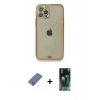 MARSİLYAN™- iPhone 12 Pro Kılıf Eksen Minimal Koleksiyonu - Şeffaf 360 Full Body Arka Koruyucu + Açık Yeşil Metal Kamera Lens Koruma Cam