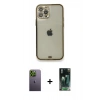 MARSİLYAN™- iPhone 12 Pro Kılıf Eksen Minimal Koleksiyonu - Şeffaf 360 Full Body Arka Koruyucu + Neon Fosforlu Kamera Lens - YL