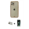 MARSİLYAN™- iPhone 12 Pro Kılıf Eksen Minimal Koleksiyonu - Şeffaf 360 Full Body Arka Koruyucu + Rainbow Kamera Lens Koruma Cam - GD