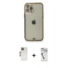 MARSİLYAN™- iPhone 12 Pro Kılıf Eksen Minimal Koleksiyonu - Şeffaf Uv Polymer Nano Ekran Koruyucu + Shine Kamera Lens - GD
