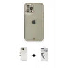 MARSİLYAN™- iPhone 12 Pro Kılıf Eksen Minimal Koleksiyonu - Şeffaf Uv Polymer Nano Ekran Koruyucu + Shine Kamera Lens - GD