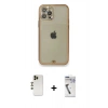 MARSİLYAN™- iPhone 12 Pro Kılıf Eksen Minimal Koleksiyonu - Şeffaf Uv Polymer Nano Ekran Koruyucu + Shine Kamera Lens - GD