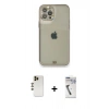 MARSİLYAN™- iPhone 12 Pro Kılıf Eksen Minimal Koleksiyonu - Şeffaf Uv Polymer Nano Ekran Koruyucu + Shine Kamera Lens - GD