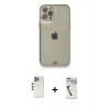 MARSİLYAN™- iPhone 12 Pro Kılıf Eksen Minimal Koleksiyonu - Şeffaf Uv Polymer Nano Ekran Koruyucu + Shine Kamera Lens - GS