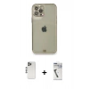 MARSİLYAN™- iPhone 12 Pro Kılıf Eksen Minimal Koleksiyonu - Şeffaf Uv Polymer Nano Ekran Koruyucu + Shine Kamera Lens - GS