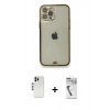 MARSİLYAN™- iPhone 12 Pro Kılıf Eksen Minimal Koleksiyonu - Şeffaf Uv Polymer Nano Ekran Koruyucu + Shine Kamera Lens - GS