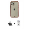 MARSİLYAN™- iPhone 12 Pro Kılıf Eksen Minimal Koleksiyonu - Şeffaf Uv Polymer Nano Ekran Koruyucu + Kamera Lens Koruma Cam - SF