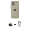 MARSİLYAN™- iPhone 12 Pro Kılıf Eksen Minimal Koleksiyonu - Şeffaf Uv Polymer Nano Ekran Koruyucu + Kamera Lens Koruma Cam - SF
