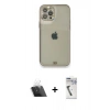 MARSİLYAN™- iPhone 12 Pro Kılıf Eksen Minimal Koleksiyonu - Şeffaf Uv Polymer Nano Ekran Koruyucu + Kamera Lens Koruma Cam - SF
