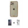 MARSİLYAN™- iPhone 12 Pro Kılıf Eksen Minimal Koleksiyonu - Şeffaf Uv Polymer Nano Ekran Koruyucu + Neon Fosforlu Kamera Lens - MI