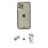 MARSİLYAN™- iPhone 12 Pro Kılıf Eksen Minimal Koleksiyonu - Şeffaf Uv Polymer Nano Ekran Koruyucu + Shine Kamera Lens Koruma Cam - MI