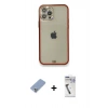 MARSİLYAN™- iPhone 12 Pro Kılıf Eksen Minimal Koleksiyonu - Şeffaf Uv Polymer Nano Ekran Koruyucu + Metal Kamera Lens Koruma Cam - KUYL