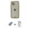 MARSİLYAN™- iPhone 12 Pro Kılıf Eksen Minimal Koleksiyonu - Şeffaf Uv Polymer Nano Ekran Koruyucu + Metal Kamera Lens Koruma Cam - MI