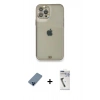 MARSİLYAN™- iPhone 12 Pro Kılıf Eksen Minimal Koleksiyonu - Şeffaf Uv Polymer Nano Ekran Koruyucu + Metal Kamera Lens Koruma Cam - MI