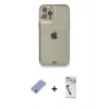 MARSİLYAN™- iPhone 12 Pro Kılıf Eksen Minimal Koleksiyonu - Şeffaf Uv Polymer Nano Ekran Koruyucu + Metal Kamera Lens Koruma Cam - KUYL