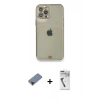 MARSİLYAN™- iPhone 12 Pro Kılıf Eksen Minimal Koleksiyonu - Şeffaf Uv Polymer Nano Ekran Koruyucu + Metal Kamera Lens Koruma Cam - KI