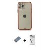 MARSİLYAN™- iPhone 12 Pro Kılıf Eksen Minimal Koleksiyonu - Şeffaf Uv Polymer Nano Ekran Koruyucu + Metal Kamera Lens Koruma Cam - KI