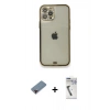 MARSİLYAN™- iPhone 12 Pro Kılıf Eksen Minimal Koleksiyonu - Şeffaf Uv Polymer Nano Ekran Koruyucu + Metal Kamera Lens Koruma Cam - KI