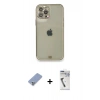 MARSİLYAN™- iPhone 12 Pro Kılıf Eksen Minimal Koleksiyonu - Şeffaf Uv Polymer Nano Ekran Koruyucu + Metal Kamera Lens Koruma Cam - KUYL