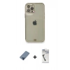 MARSİLYAN™- iPhone 12 Pro Kılıf Eksen Minimal Koleksiyonu - Şeffaf Uv Polymer Nano Ekran Koruyucu + Metal Kamera Lens Koruma Cam - MI