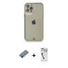 MARSİLYAN™- iPhone 12 Pro Kılıf Eksen Minimal Koleksiyonu - Şeffaf Uv Polymer Nano Ekran Koruyucu + Metal Kamera Lens Koruma Cam - MR