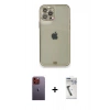 MARSİLYAN™- iPhone 12 Pro Kılıf Eksen Minimal Koleksiyonu - Şeffaf Uv Polymer Nano Ekran Koruyucu + Neon Fosforlu Kamera Lens - TU