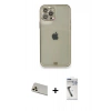 MARSİLYAN™- iPhone 12 Pro Kılıf Eksen Minimal Koleksiyonu - Şeffaf Uv Polymer Nano Ekran Koruyucu + Rainbow Kamera Lens Koruma Cam - GD