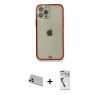 MARSİLYAN™- iPhone 12 Pro Kılıf Eksen Minimal Koleksiyonu - Şeffaf Uv Polymer Nano Ekran Koruyucu + Rainbow Kamera Lens Koruma Cam - GD