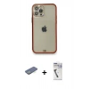 MARSİLYAN™- iPhone 12 Pro Kılıf Eksen Minimal Koleksiyonu - Şeffaf Uv Polymer Nano Ekran Koruyucu + Renkli Kamera Lens Koruma Cam - YL