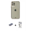 MARSİLYAN™- iPhone 12 Pro Kılıf Eksen Minimal Koleksiyonu - Şeffaf Uv Polymer Nano Ekran Koruyucu + Renkli Kamera Lens Koruma Cam - PE