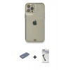 MARSİLYAN™- iPhone 12 Pro Kılıf Eksen Minimal Koleksiyonu - Şeffaf Uv Polymer Nano Ekran Koruyucu + Renkli Kamera Lens Koruma Cam - YL
