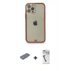 MARSİLYAN™- iPhone 12 Pro Kılıf Eksen Minimal Koleksiyonu - Şeffaf Uv Polymer Nano Ekran Koruyucu + Renkli Kamera Lens Koruma Cam - PE