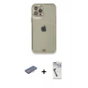 MARSİLYAN™- iPhone 12 Pro Kılıf Eksen Minimal Koleksiyonu - Şeffaf Uv Polymer Nano Ekran Koruyucu + Renkli Kamera Lens Koruma Cam - PE